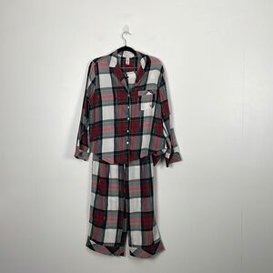 Victoria's Secret plaid 2 piece pajama set women Small long sleeve button down